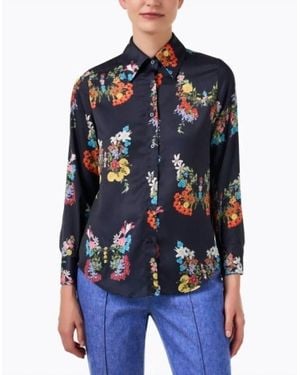 Vilagallo Mafalda Floral Butterfly Shirt - Blue