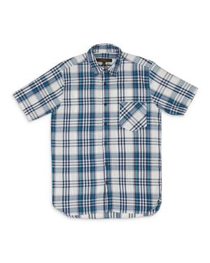 Freemans Sporting Club Summer Plaid Cotton Short-Sleeve Shirt - Blue