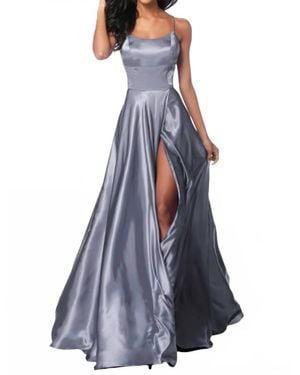 Sherri Hill Sexy Lace-Up Back A-Line Long Evening Dress - Blue