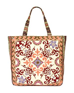 CAP ZONE Tapestry Woven Canvas Tote Bag - Red