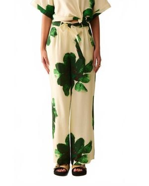 Q2 Tropical Bloom Palazzo Pants - Green