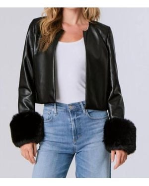 J. Society Signature Plush-Cuff Moto Jacket - Black