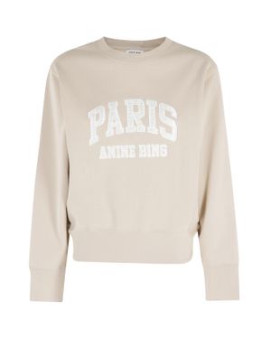 Anine Bing Harry Shrunken Paris Front-Logo Cotton Sweatshirt - White