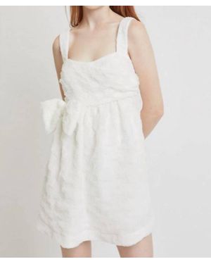 Lena® Front Bow Textured Sleeveless Dress - White