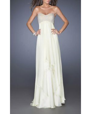 La Femme Empire Waist Chiffon Gown - Blue