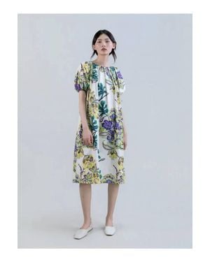 Psophia Sun-Kissed Marigold Meadow Boat-Neck Dress - Blue