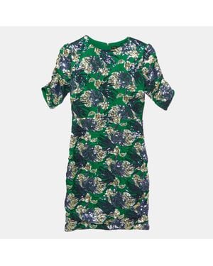 Maje Sequinned Satin Mini Dress - Green