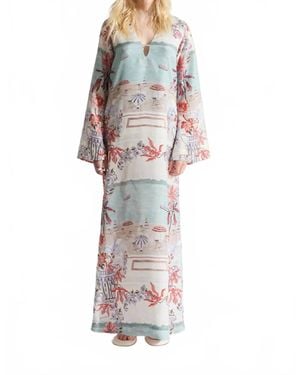 Isla & White Sloane Silk Tunic Maxi Dress - White