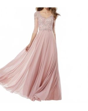 Mgny Beaded A-Line Evening Gown - Pink