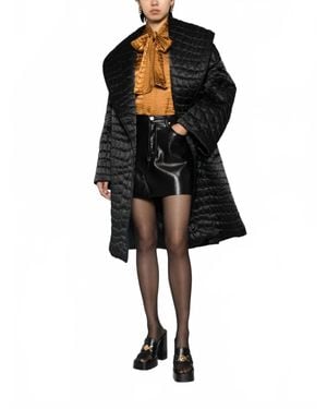Versace Croc-Pattern Quilted Coat - Black