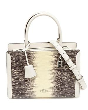 COACH Zoe Embossed Calf 2Way Handbag - Natural