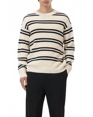 Closed Striped Crewneck Sweater Sweater - Gray