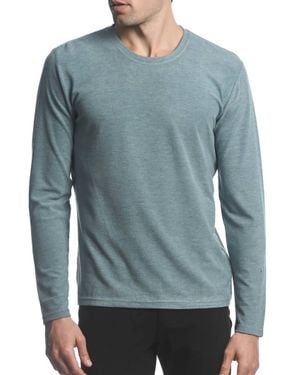 Postmarc Stretch Knit Long Sleeve Crew Pullover Shirt - Blue