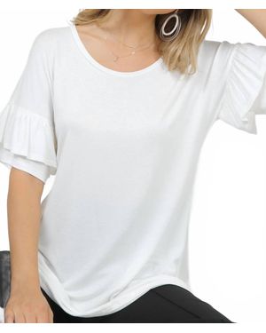 shop basic Tiered Ruffle Short Sleeve - White