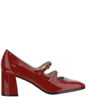Pinko Perforated Strap Leather Pumps - Red