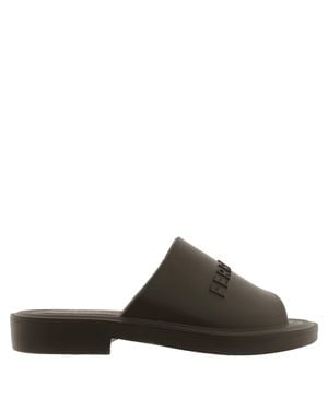 Ferragamo Ferragamo Giuneva Logo Embossed Slides, Size 9 - Brown