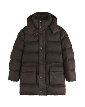 Fay Quilted High Collar Flap Pocket Padded Coat - Gray