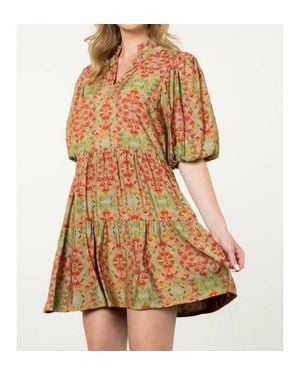 Thml Puff Sleeve Print Dress - Orange