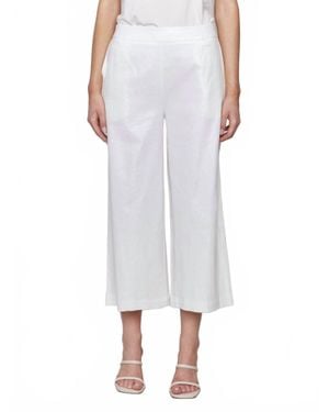 Charlie b Foil Linen Stretch Pull-On Pants With Pockets - White