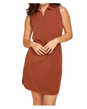 Renuar Sleeveless Button Down Shirt Dress - Orange