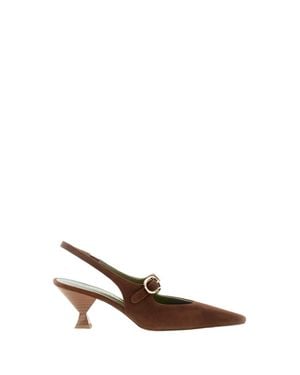 MARIA LUCA Natalia Open Back Hourglass Heels - Brown