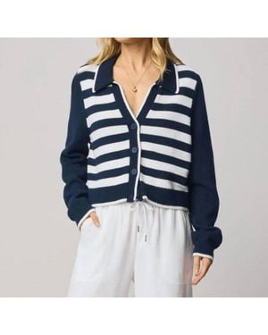 Splendid Nicolette Striped Polo Cardigan - Blue