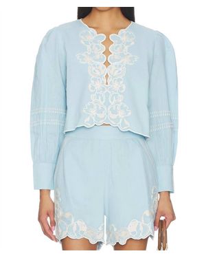 Cleobella Manon Embroidered Blouse - Blue