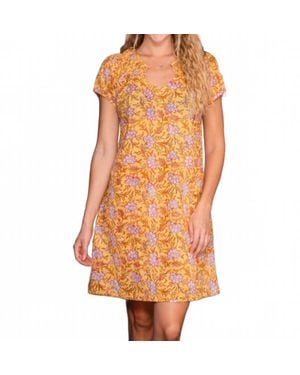 Just Darviny Sally Floral V-Neck Dress - Orange