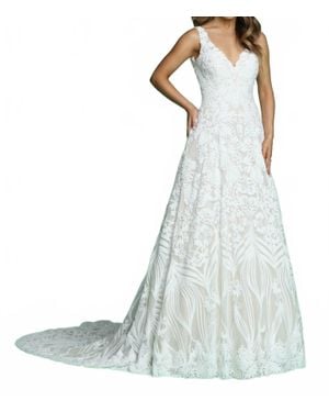Da Vinci Bridal Sleeveless Patterned Sequin Bridal Gown - Multicolor
