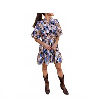 Ultramarine Ellis Ruffle Mini Dress - Blue