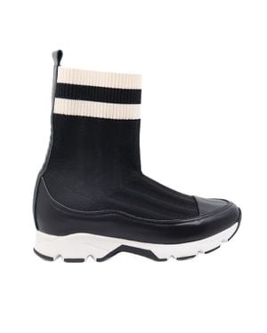 All Black Stripey Sock Bootie - Black