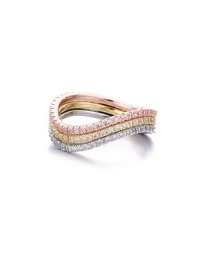 Adornia Tri-Color Cz Curved Eternity Band Nesting Set - White