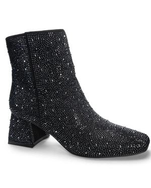 Chinese Laundry Diya Boots Rhinestones Side Zip Bootie Htat1752 - Black