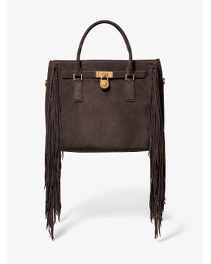 Michael Kors Hamilton Moderne Large Fringed Suede Satchel - Brown