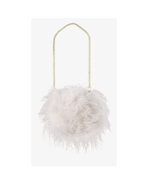 Lamarque Tiari Feather Clutch Bag - White
