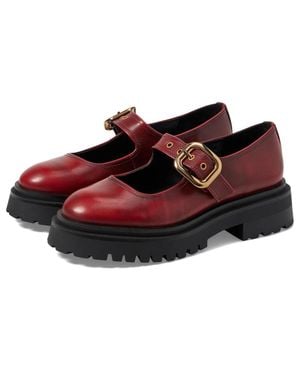 Steve Madden Lyndon Flats Leather Mary Jane Shoes Htat863 - Red