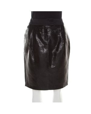 ESCADA Metallic Satin Trim Tailored Skirt - Black