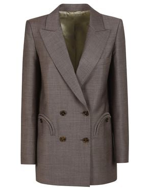 Blazé Milano Aile Everyday Double Breasted Wool Blazer - Brown