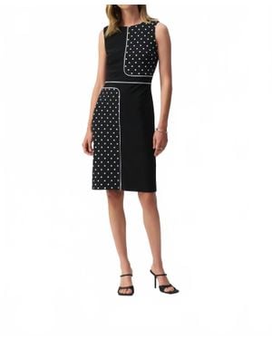 Joseph Ribkoff Polka Dot Sleeveless Sheath Dress - Black