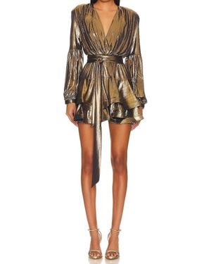 Bronx and Banco Bedouin Metallic Mini Long Sleeve Dress - Natural