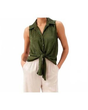 Karen Kane Sleeveless Tie-Front Top - Green