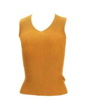 Max Mara Knitted V-Neck Sleeveless Top - Orange