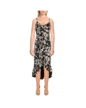 Betsey Johnson Animal Print Polyester Midi Dress - Black