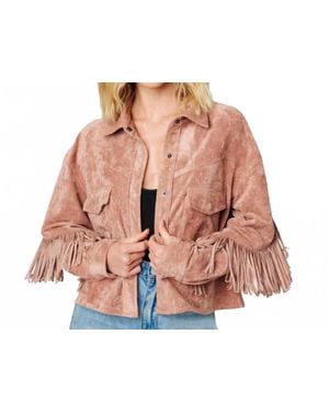 Blank NYC Vegan Suede Fringe Jacket - Blue