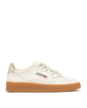 Autry Low-Top Sneakers With Nubuck Accents And Textured Sole - White