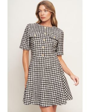TRUEDAMES Elegant Check Tweed Mini Dress - Multicolor