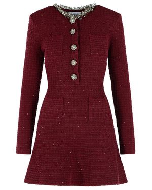 Self-Portrait Cotton Blend Mini Dress - Red