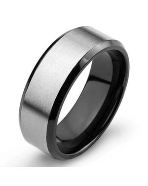 Crucible Jewelry Crucible Plated Two Tone Titanium Band Ring (8Mm) - Black