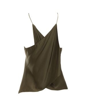Rosetta Getty Satin Bias Silk Satin Flared Spaghetti Top Cami Uk8 S - Green