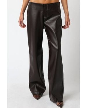 Olivaceous York Low Rise Bootcut Vegan Leather Pants - Black